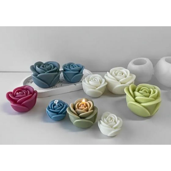 Silikoninė  muilo-žvakės forma Gėlė Rožė maža 2590-5