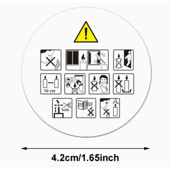 Žvakių saugaus naudojimo lipdukai