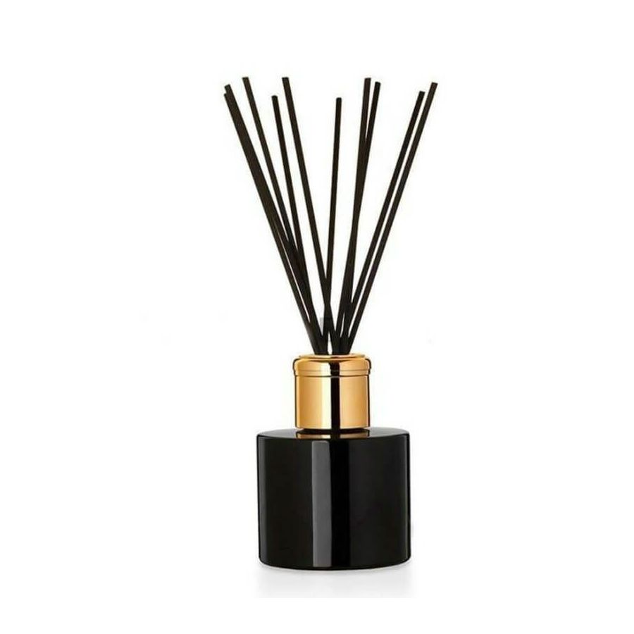 Kvapų difusorius  juodas 100ml apvalus auk. dangtelis su pagaliukais 7 vnt.