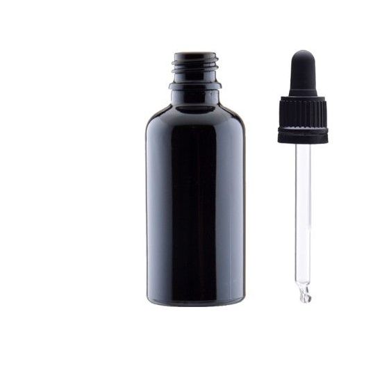 Juodo stiklo buteliukas su pipete 50ml