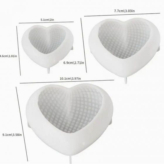 Silikoninė žvakės-muilo forma - Širdelių rinkinys 2549