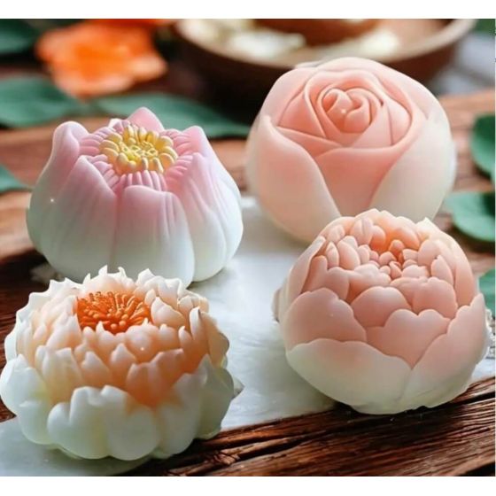 Silikoninė žvakės-muilo forma - Gėlių rinkinys 2576