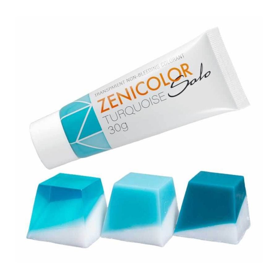 Skaidrūs (NEMIGRUOJANTYS) muilo bazės dažai ZENI COLOR SOLO TURQUOISE 30g