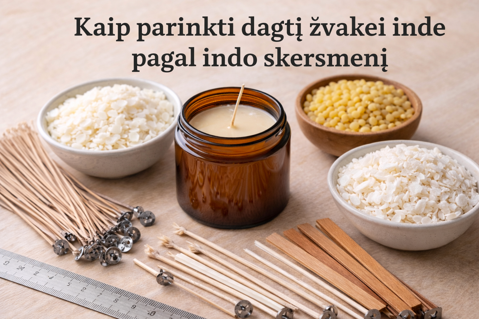 Kokį dagtį rinktis žvakei inde pagal indo skersmenį