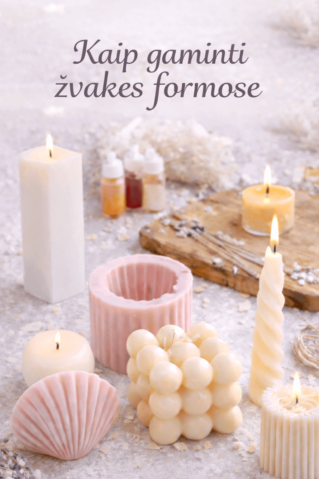 Pastatomų žvakių gamyba formose iš sojų vaško